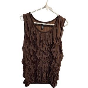 Jason Maxwell Brown Ruffle Tank Top Large